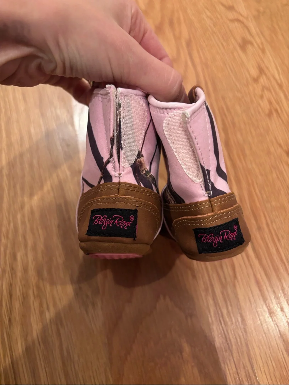 NWOT. Blazin Roxx Brown and Pink Toddlers' Western Booties. 0-6 months.